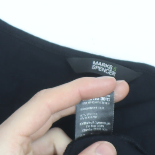 Marks and Spencer Women’s Black Short Sleeve Cotton Stretch Square Neck T-Shirt Size 14