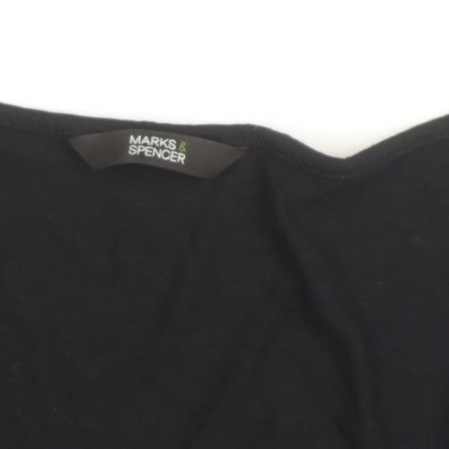 Marks and Spencer Women’s Black Short Sleeve Cotton Stretch Square Neck T-Shirt Size 14