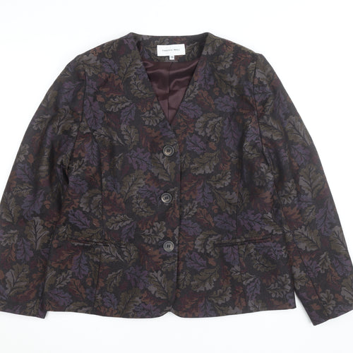 Thistle Mill Women's Multicoloured Wool Blazer Size 16 Classic Lined Jacket