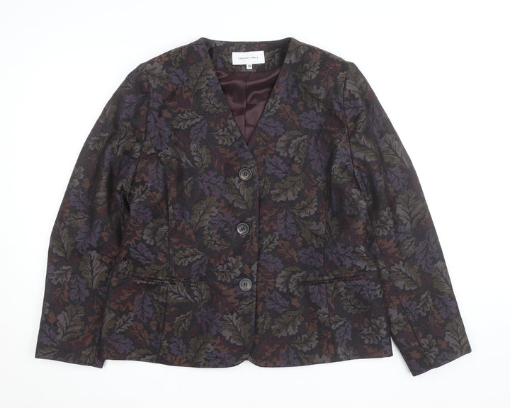 Thistle Mill Women's Multicoloured Wool Blazer Size 16 Classic Lined Jacket
