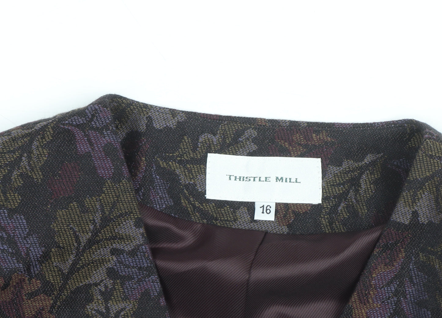 Thistle Mill Women's Multicoloured Wool Blazer Size 16 Classic Lined Jacket