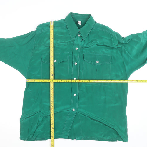 Tru Blouse Womens Green Viscose Button-Up Shirt Size 14