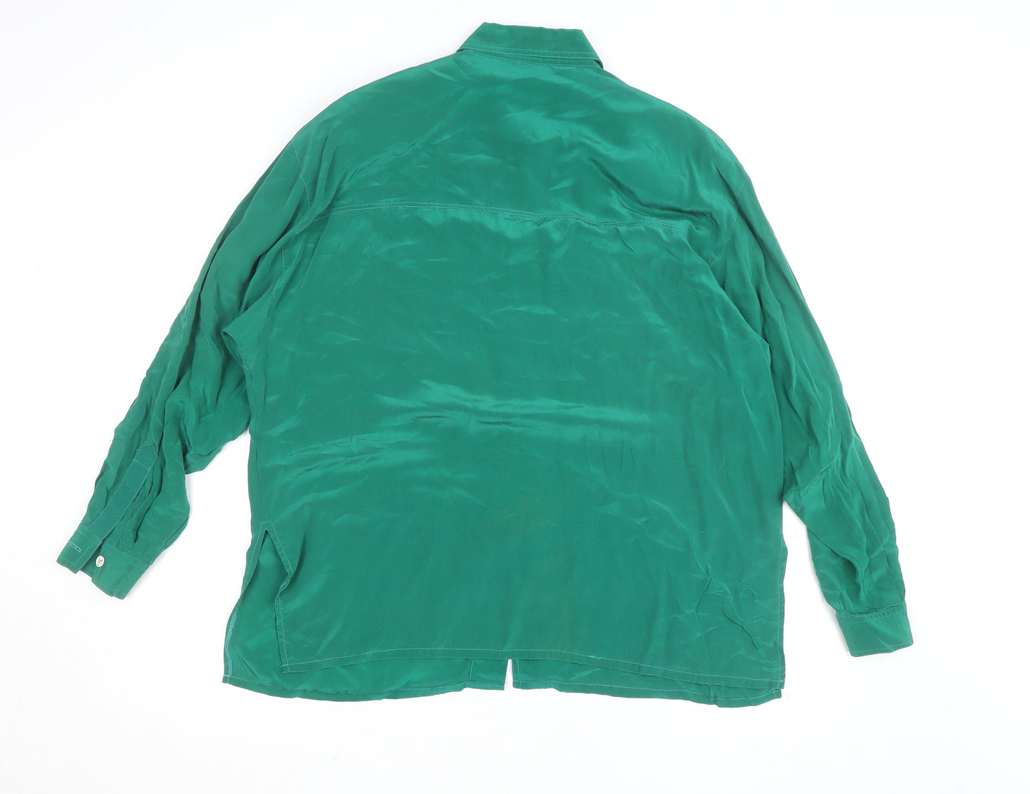 Tru Blouse Womens Green Viscose Button-Up Shirt Size 14