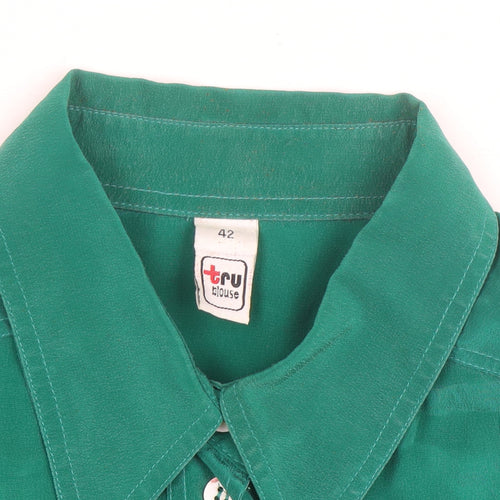 Tru Blouse Womens Green Viscose Button-Up Shirt Size 14