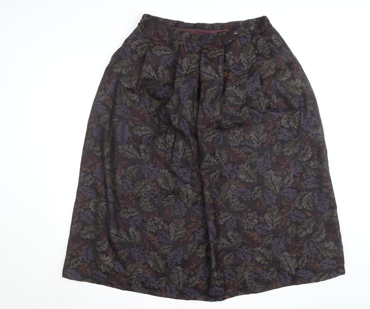 Thistle Mill Women’s Multicoloured Wool A-Line Midi Skirt Size 18