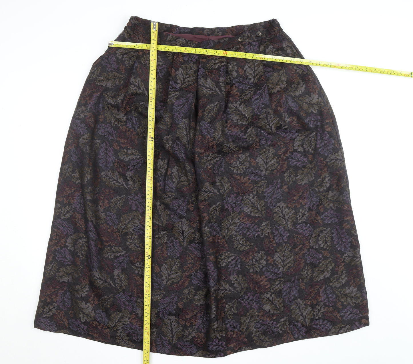 Thistle Mill Women’s Multicoloured Wool A-Line Midi Skirt Size 18