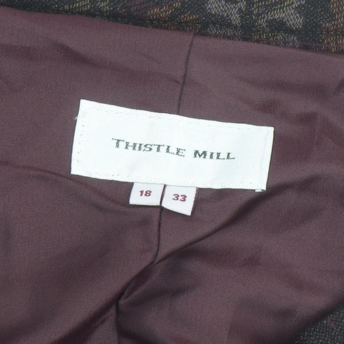 Thistle Mill Women’s Multicoloured Wool A-Line Midi Skirt Size 18