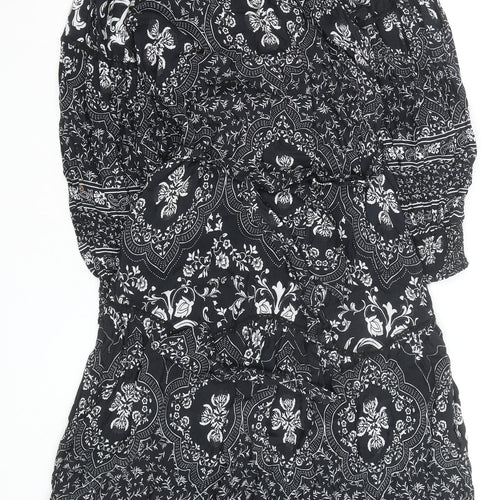 Marks and Spencer Women’s Black Floral Fit & Flare Knee Length Dress Size 6