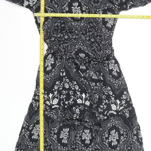 Marks and Spencer Women’s Black Floral Fit & Flare Knee Length Dress Size 6