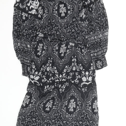 Marks and Spencer Women’s Black Floral Fit & Flare Knee Length Dress Size 6