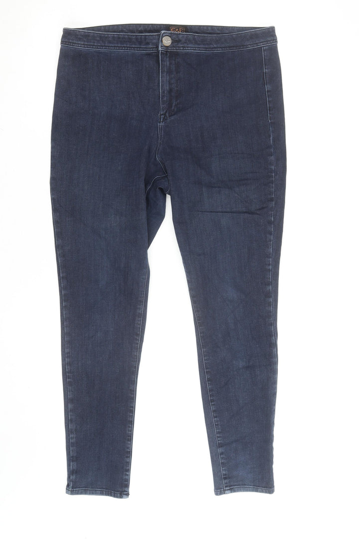 F&F Women's Blue Skinny Jeans UK 14 Denim Stretch Classic Style
