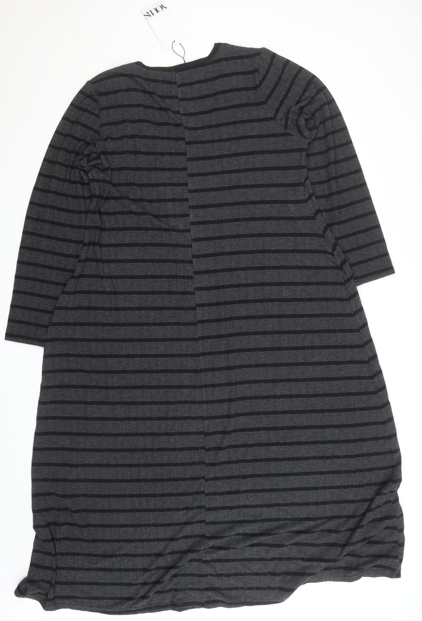 Yours Clothing Women’s Grey Striped A-Line Knee Length Dress Size 22-24