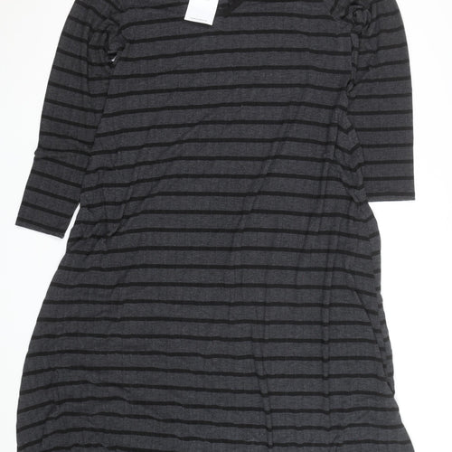 Yours Clothing Women’s Grey Striped A-Line Knee Length Dress Size 22-24