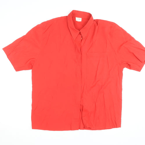 Premiere Collection Women's Red Short Sleeve Button-Up Shirt Size 14