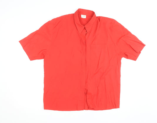 Premiere Collection Women's Red Short Sleeve Button-Up Shirt Size 14