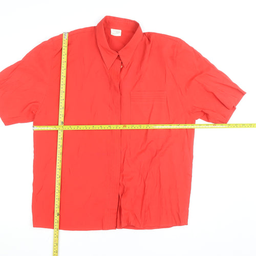 Premiere Collection Women's Red Short Sleeve Button-Up Shirt Size 14