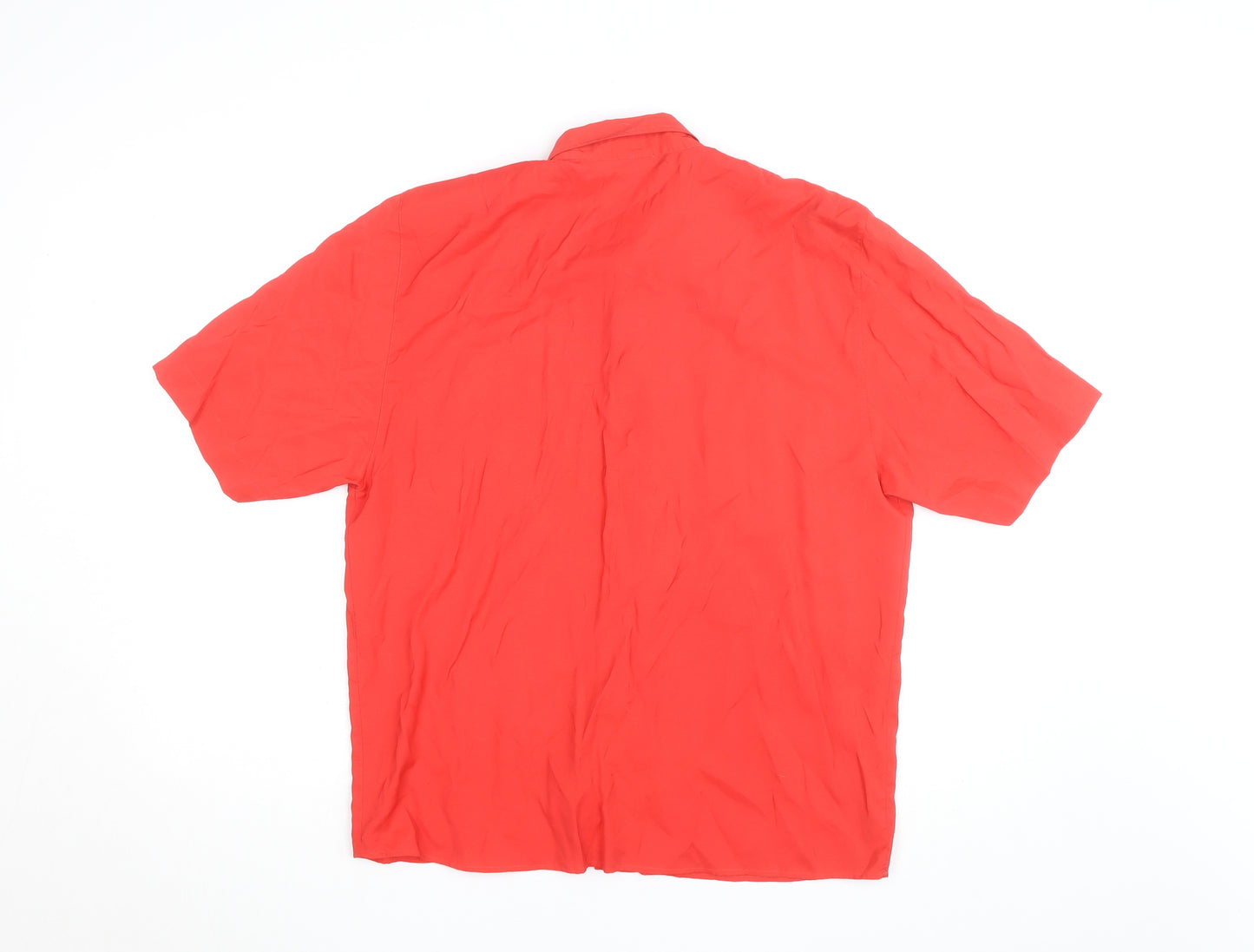 Premiere Collection Women's Red Short Sleeve Button-Up Shirt Size 14
