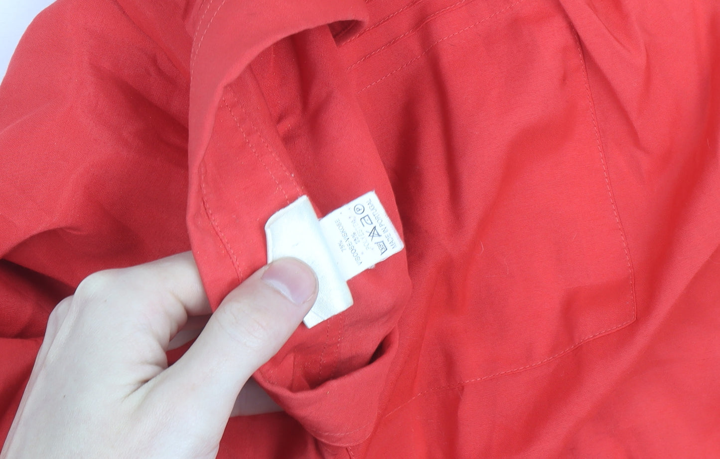 Premiere Collection Women's Red Short Sleeve Button-Up Shirt Size 14