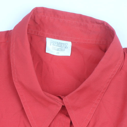 Premiere Collection Women's Red Short Sleeve Button-Up Shirt Size 14