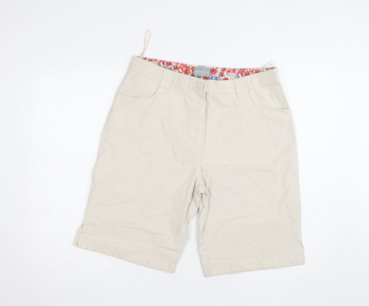 Marks and Spencer Per Una Women’s Beige Bermuda Shorts Size 16 Stretch Cotton