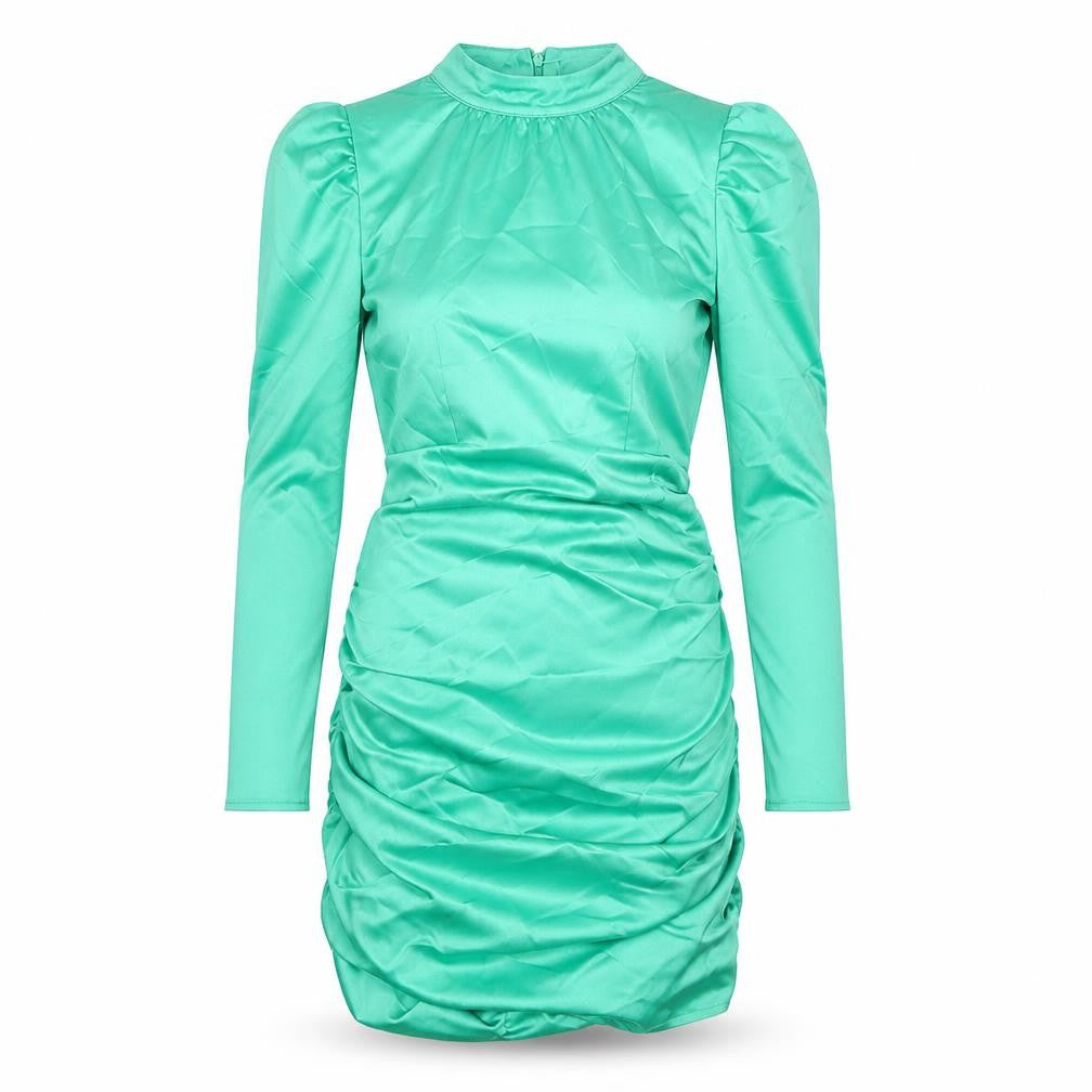 Missguided Women Green Petite UK 6 Bodycon Satin Ruched Dress