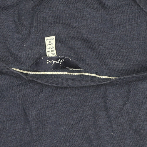 Joules Womens Blue Bee Embroidered Cotton T-Shirt Size 18