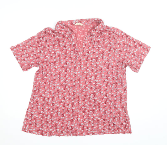Seasalt Cornwall Womens Pink Floral Organic Cotton Blouse Size 18