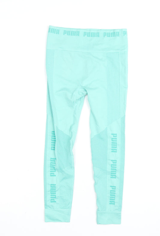 Puma Womens Green Seamless Gym Leggings Size S Stretch Activewear