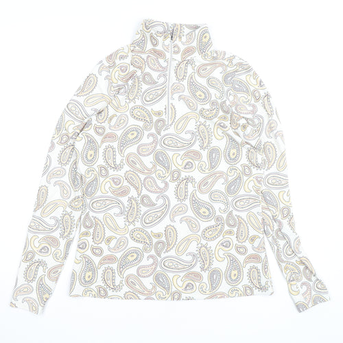 Ping Womens Multicoloured Paisley Long Sleeve Zip Neck Top Size 8