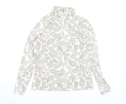 Ping Womens Multicoloured Paisley Long Sleeve Zip Neck Top Size 8