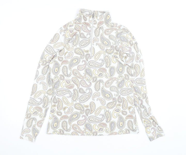 Ping Womens Multicoloured Paisley Long Sleeve Zip Neck Top Size 8