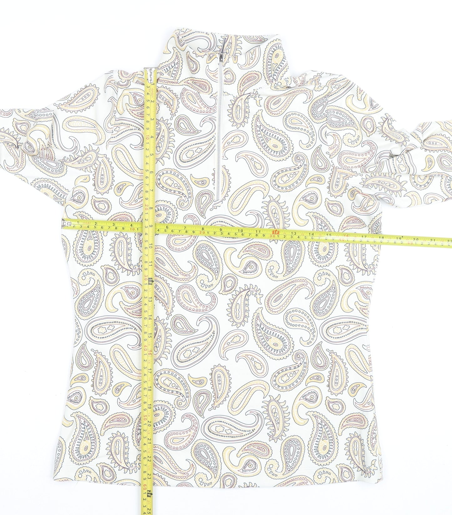 Ping Womens Multicoloured Paisley Long Sleeve Zip Neck Top Size 8