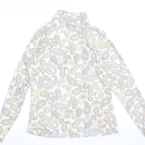 Ping Womens Multicoloured Paisley Long Sleeve Zip Neck Top Size 8