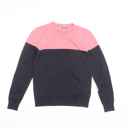 & Other Stories Women’s Pink Blue Knit Colourblock Jumper Size S
