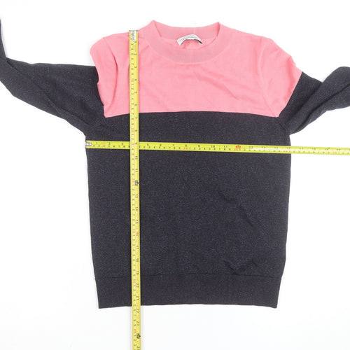 & Other Stories Women’s Pink Blue Knit Colourblock Jumper Size S