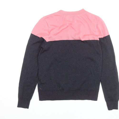 & Other Stories Women’s Pink Blue Knit Colourblock Jumper Size S