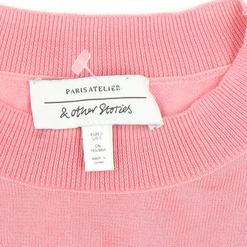 & Other Stories Women’s Pink Blue Knit Colourblock Jumper Size S