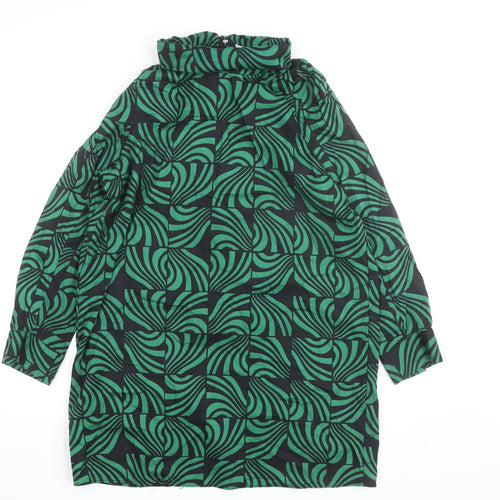 Zara Women Green Geometric High Neck Tunic Blouse Size L