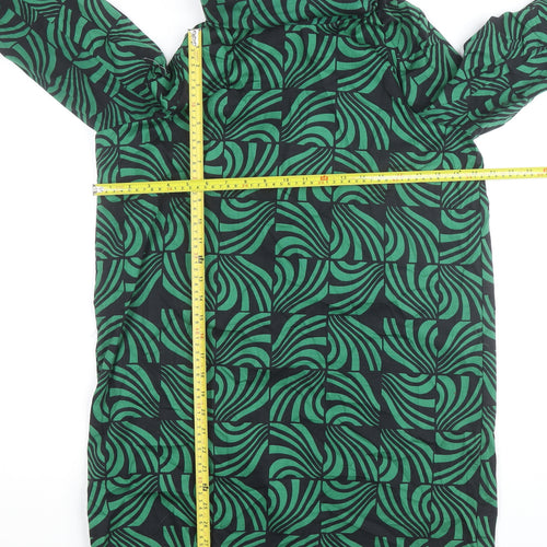Zara Women Green Geometric High Neck Tunic Blouse Size L