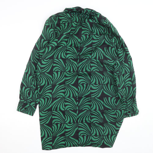 Zara Women Green Geometric High Neck Tunic Blouse Size L