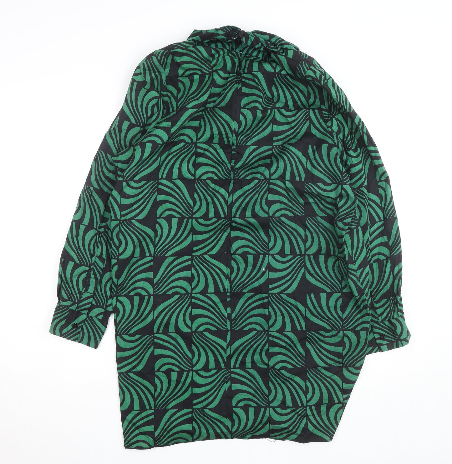 Zara Women Green Geometric High Neck Tunic Blouse Size L
