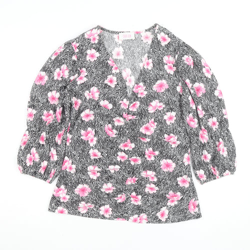Savida Women's Multicoloured Floral Wrap Blouse Size 12