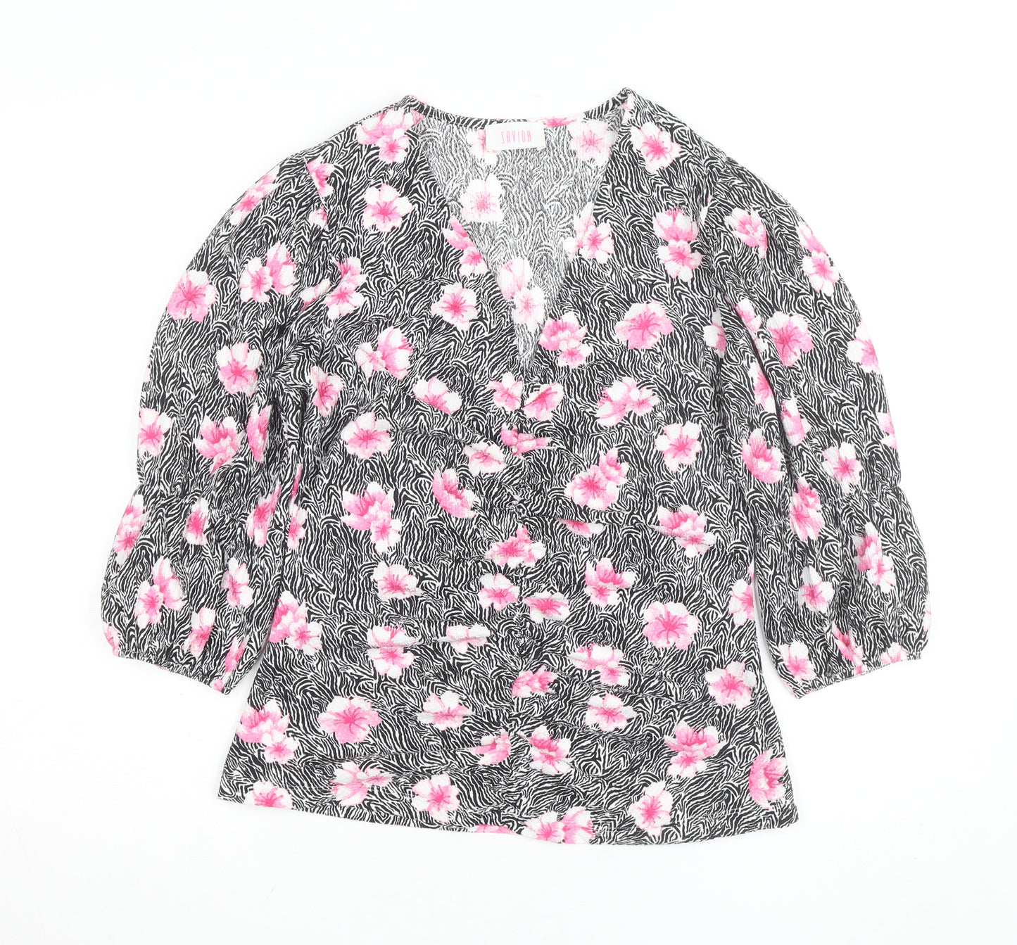 Savida Women's Multicoloured Floral Wrap Blouse Size 12