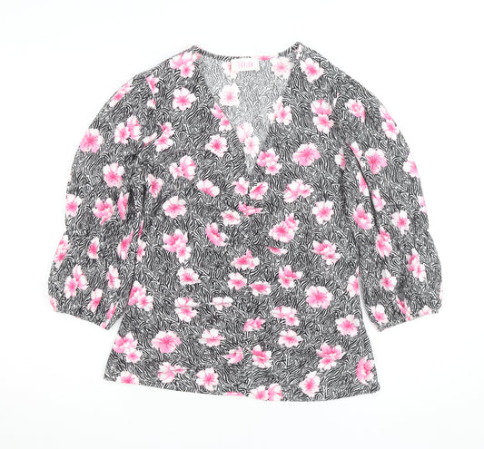 Savida Women's Multicoloured Floral Wrap Blouse Size 12