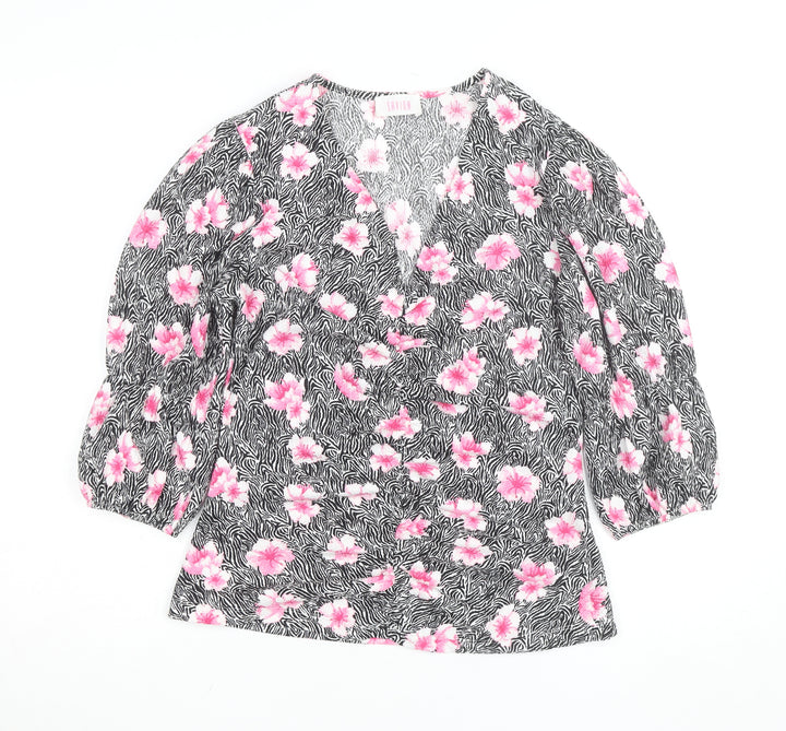 Savida Women's Multicoloured Floral Wrap Blouse Size 12
