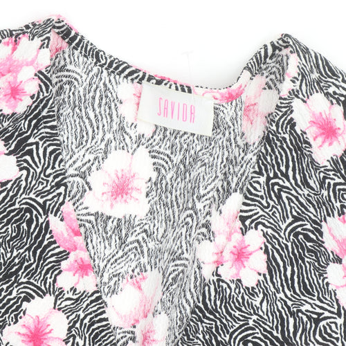 Savida Women's Multicoloured Floral Wrap Blouse Size 12