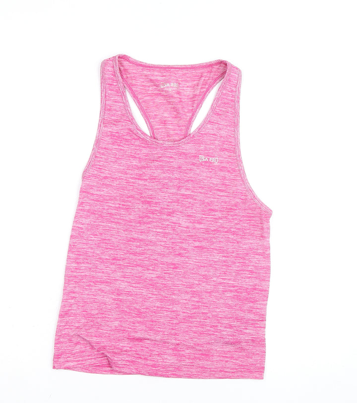 USA Pro Women's Pink Racerback Tank Top Size 8 Slim Fit