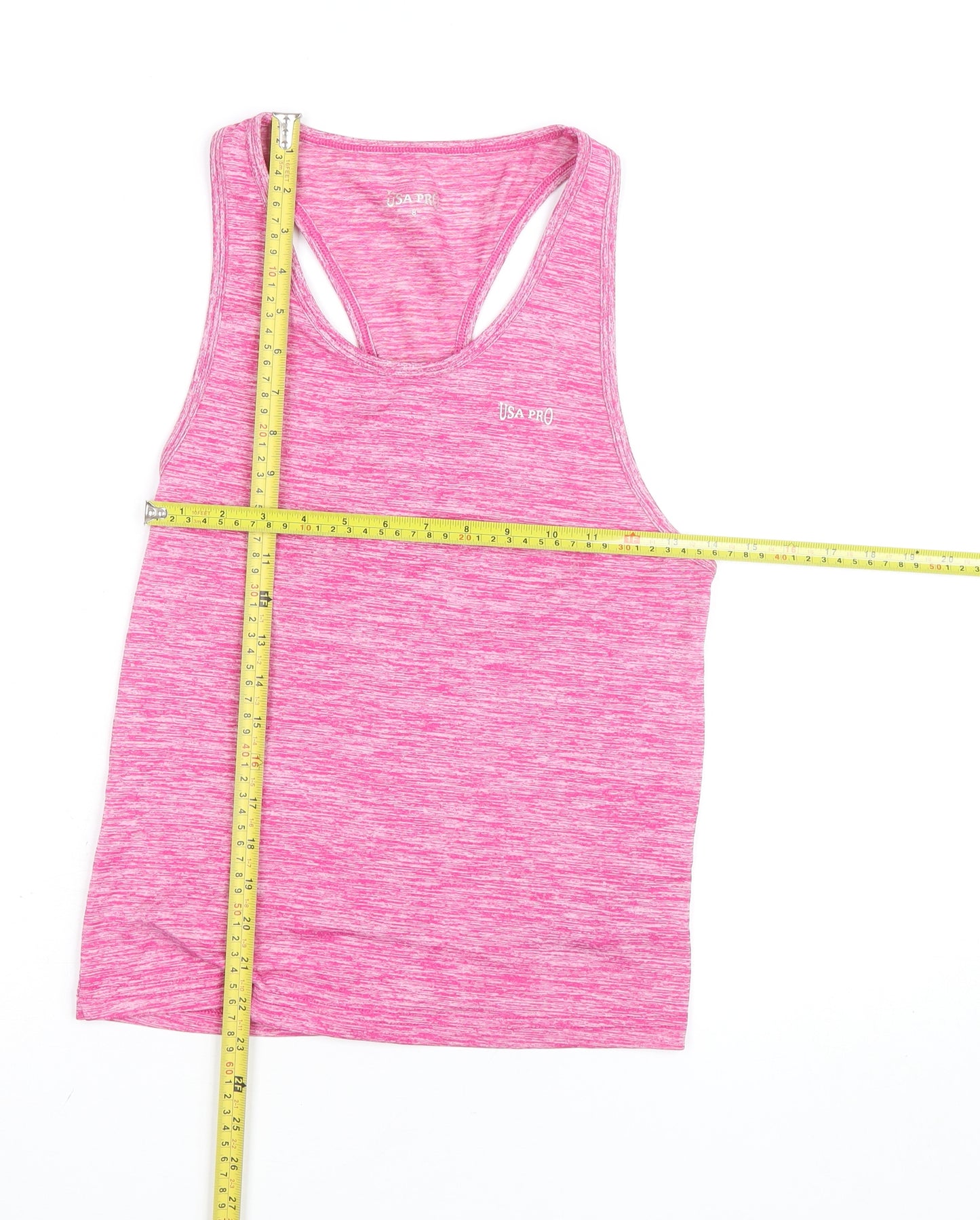 USA Pro Women's Pink Racerback Tank Top Size 8 Slim Fit