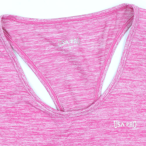 USA Pro Women's Pink Racerback Tank Top Size 8 Slim Fit
