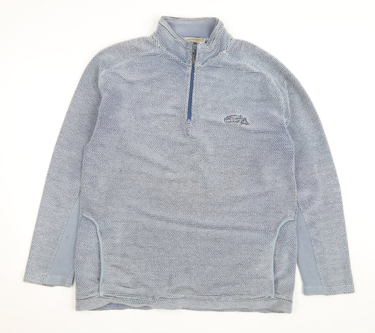Weird Fish Men's Blue Large 1/4 Zip Fleece Pullover Jacket